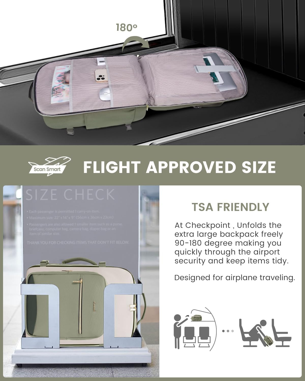 40L Travel Backpack for Women & Men, Airline Approved Carry on Luggage with 3 Packing Cubes, TSA Overnight Bags, Waterproof Personal Item Bag, Weekender Essentials Backpacks Fits 17" Laptop