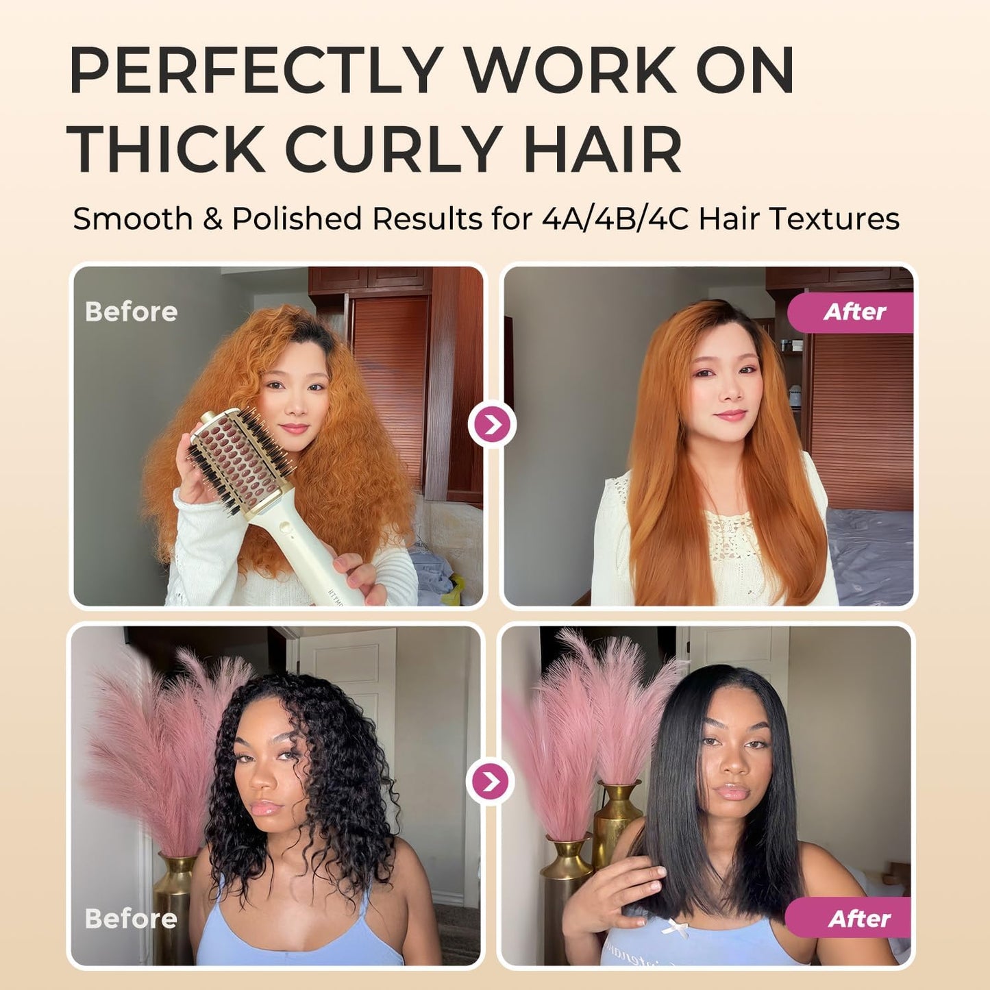 VaultAir™ Pro Styler Upgraded 5-In-1 Blow Dryer Brush with Heated Comb - Volumizer Hair Dryer Brush for Wet & Dry Hair, Ideal for Thick Curly Hair, Salon Blowout, Frizz-Free Shiny Hair, Reduced Heat Damage - 70Mm