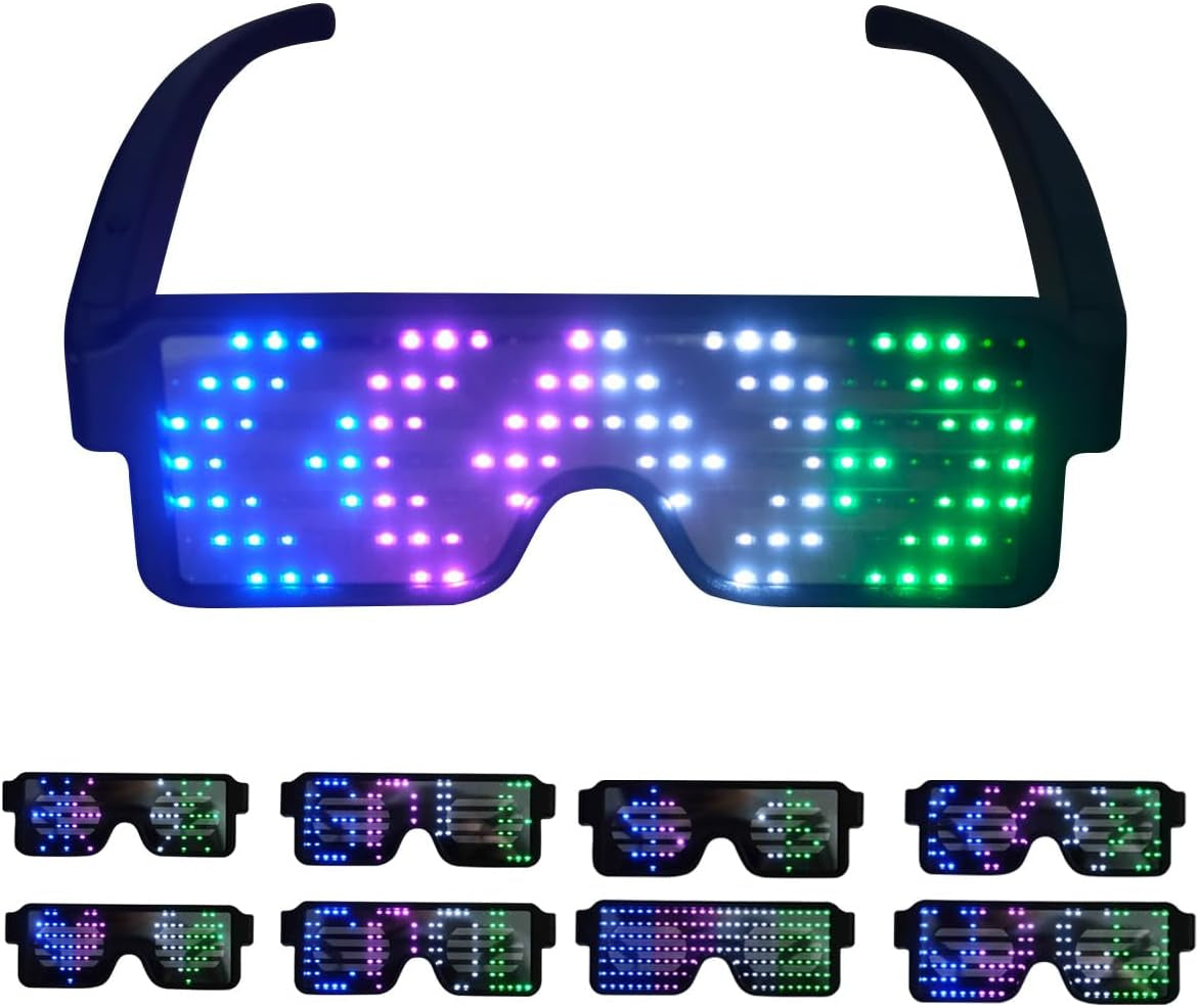 LED Glasses,Light up Glasses, Halloween 11 Patterns Sunglasse | LED Glasses Halloween 11 Patterns Sunglasses for Men and Women Nightclub, Birthday Parties and Other Occasions.