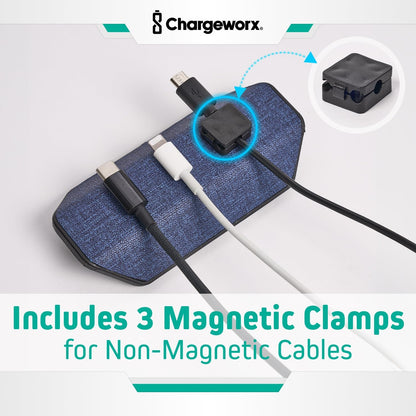 Viral Vault Magnetic Cable Holder — Weighted Base & 3 Magnetic Cable Clips