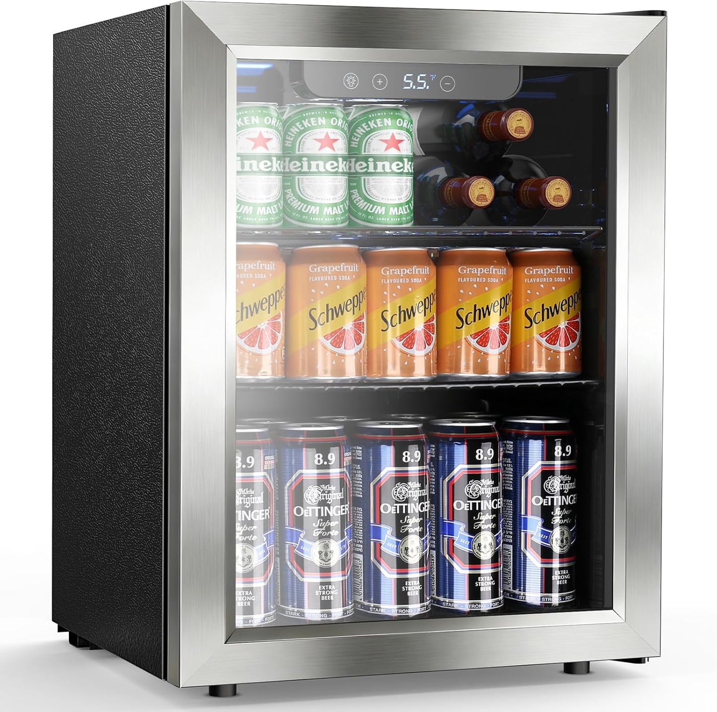 Mini Fridge 130 Can Beverage Refrigerator Cooler, 3.2 Cu.Ft Drink Fridge for Soda Wine Beer, Adjustable Temperature Control for Home Office, Black