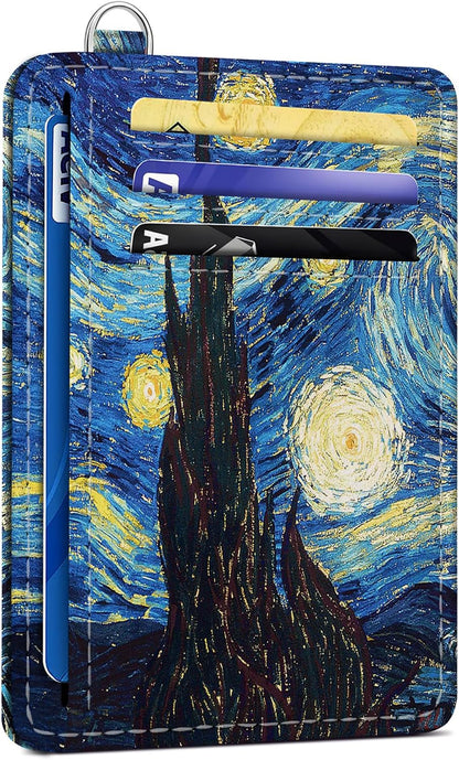 Viral Vault Goth Bookshelf Card Holder — Slim RFID Wallet with ID Window & D-Ring