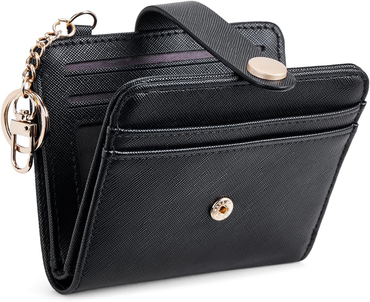 Slim RFID-Blocking Wallet with Zipper Coin Pocket & Keychain