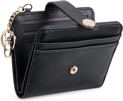 Slim RFID-Blocking Wallet with Zipper Coin Pocket & Keychain