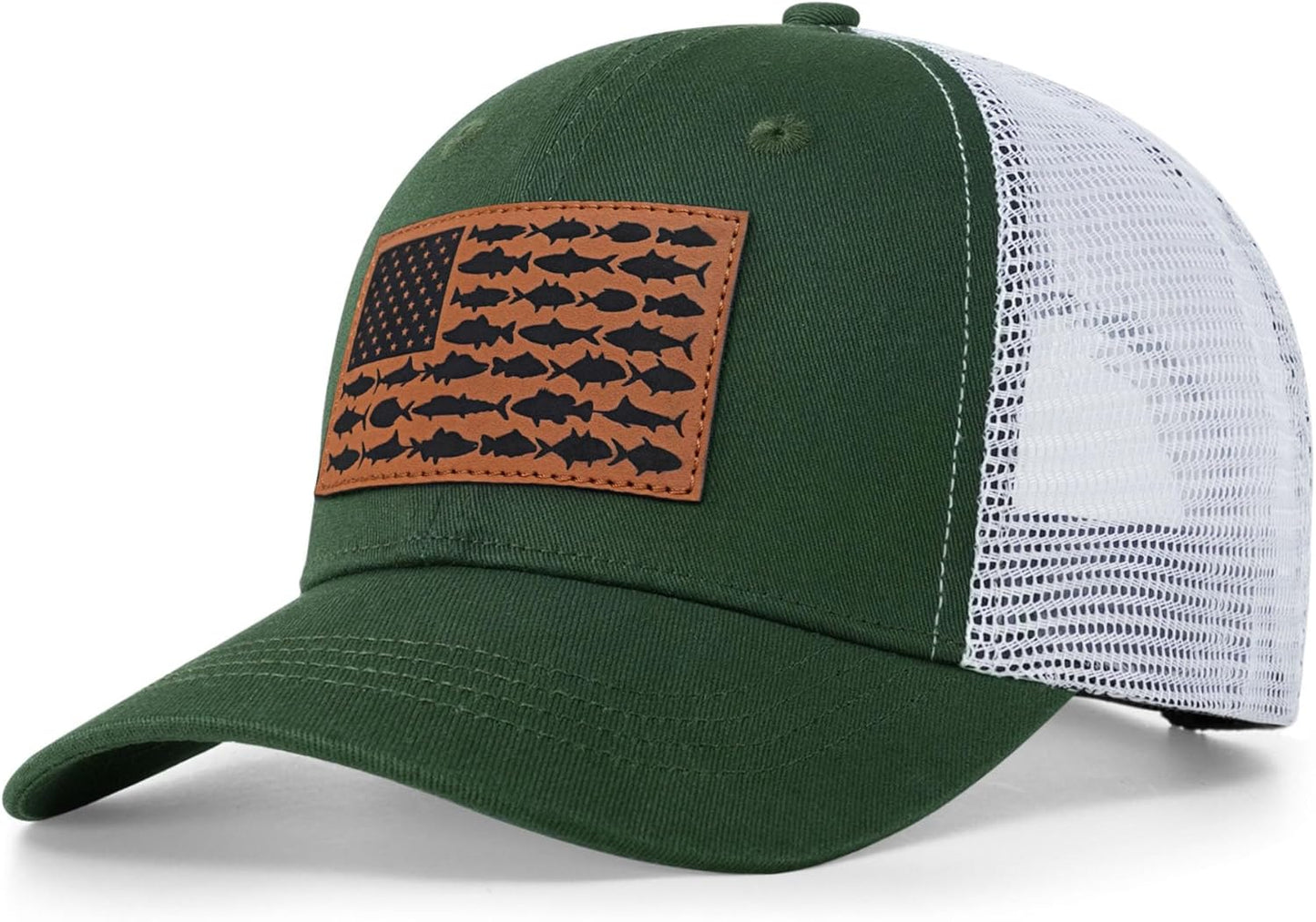 American Fish Flag Trucker Hat, Fishing Gifts for Men, Snapback Fishing Hat Perfect for Fishing and Daily Use