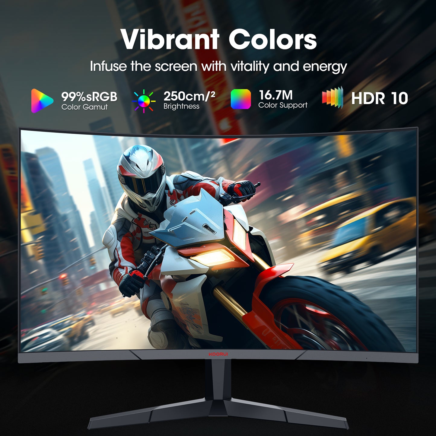 KOORUI 27 Inch Curved Gaming Monitor, 180Hz FHD Computer Monitors, 100% Srgb, Adaptive-Sync, 27E6CA