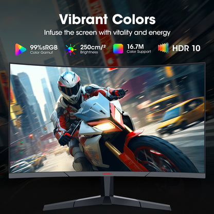 KOORUI 27 Inch Curved Gaming Monitor, 180Hz FHD Computer Monitors, 100% Srgb, Adaptive-Sync, 27E6CA
