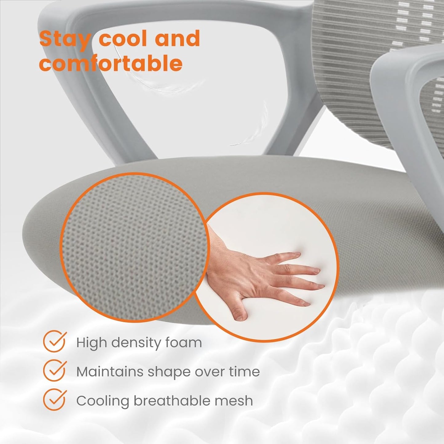 Sweetcrispy Home Office Managerial Executive Chair, Ergonomic Mesh Adjustable Swivel Mid-Back Chair with Comfortable Lumbar Support, Comfy Arms for Bedroom,Study,Student