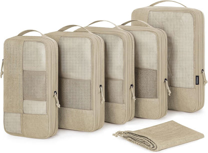 6-Piece Compression Packing Cubes Set – Space-Saving Travel Organizers