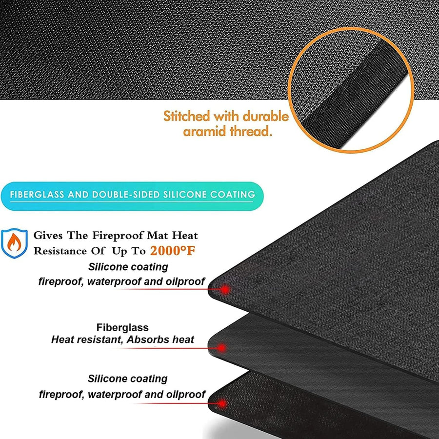 Large 65 X 48 Inches under Grill Mat for Outdoor Grill,Double-Sided Fireproof Grill Pad for Fire Pit,Indoor Fireplace Mat Fire Pit Mat,Oil-Proof Waterproof BBQ Protector for Decks and Patios