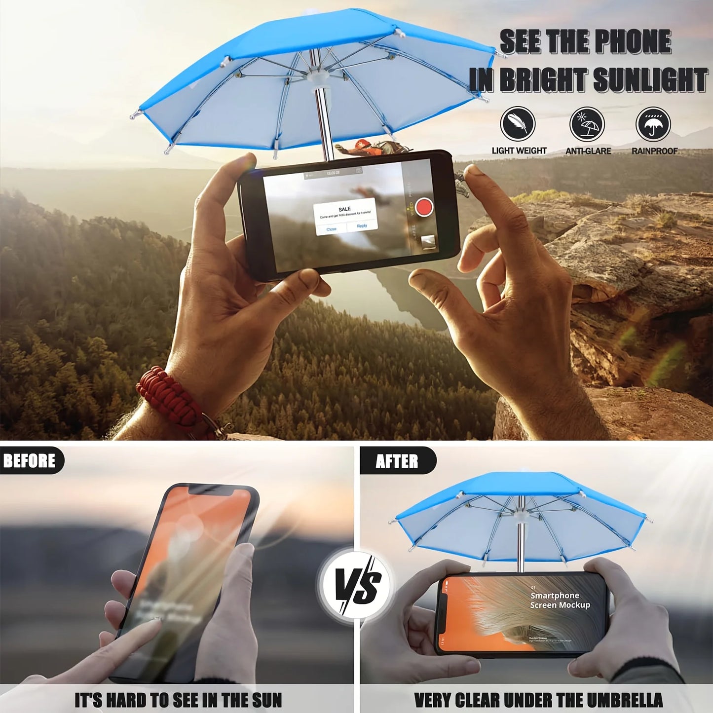Creative Mini Umbrella Phone Stand, Universal Waterproof Holder for Smartphones, Portable Outdoor Rain & Sun Accessory
