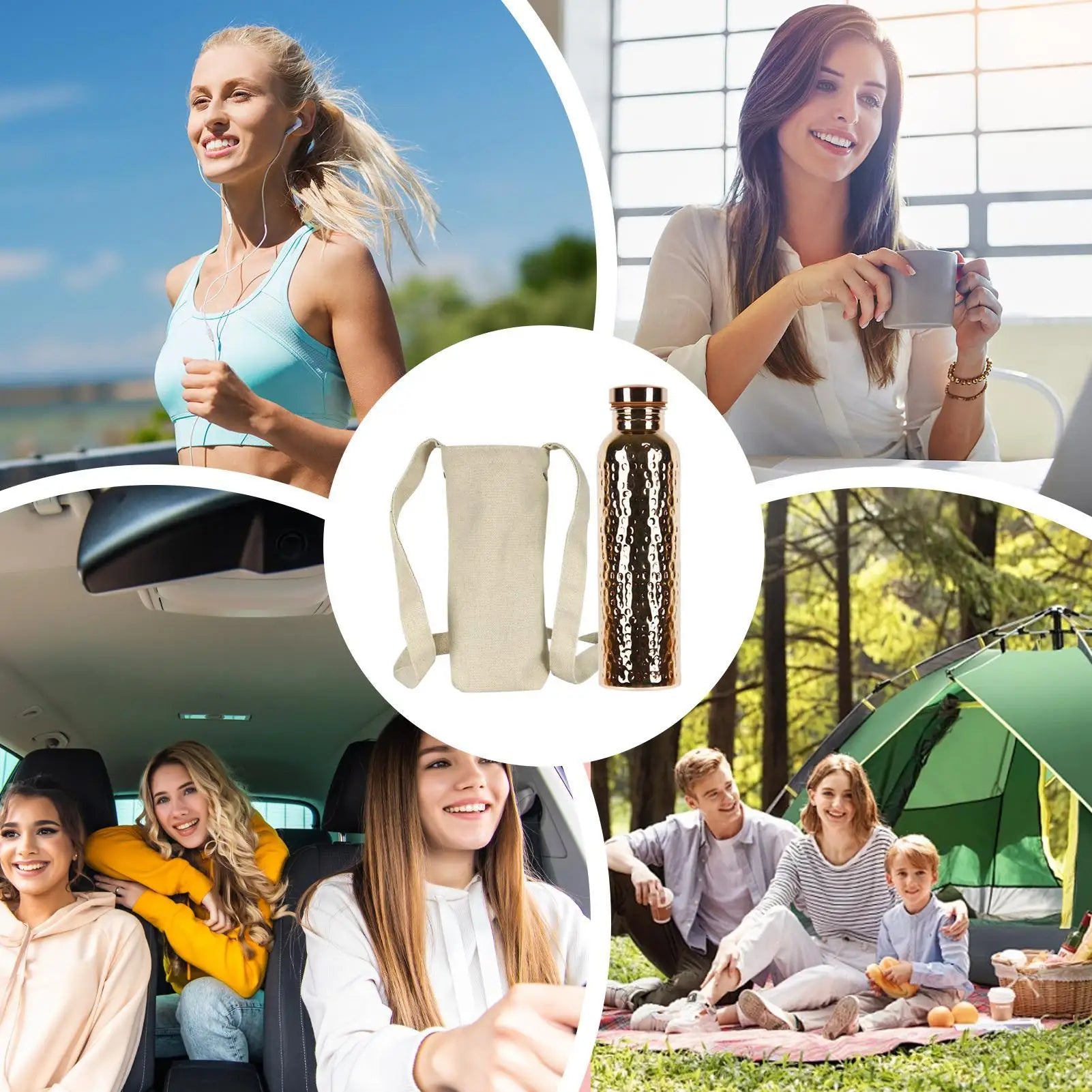 Copper Water Bottle Leak-Proof Insulated Copper Water Bottle Portable Leakproof 27Oz Cup for Gym Camping Traveling Sports Daily