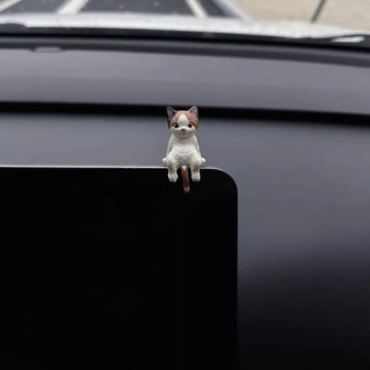 4Pcs Cute Kitten Decoration Creative Sleeping Cat Doll Automobile Screen Ornaments Toys Cat Micro Landscape Decoration Gifts