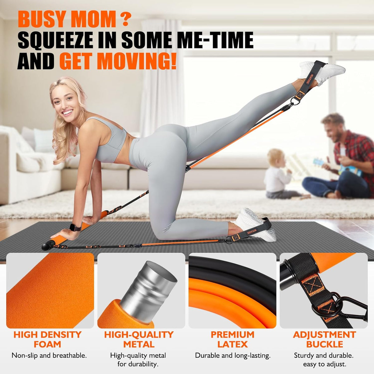 KUTIZE Pilates Bar Kit with Resistance Bands, Pilates Equipment, Multifunctional Pilates Bar for Women & Men, Pilates Kit for Hip, Back, Arm, Full-Body Workouts, Home Gym Strength Training Equipment