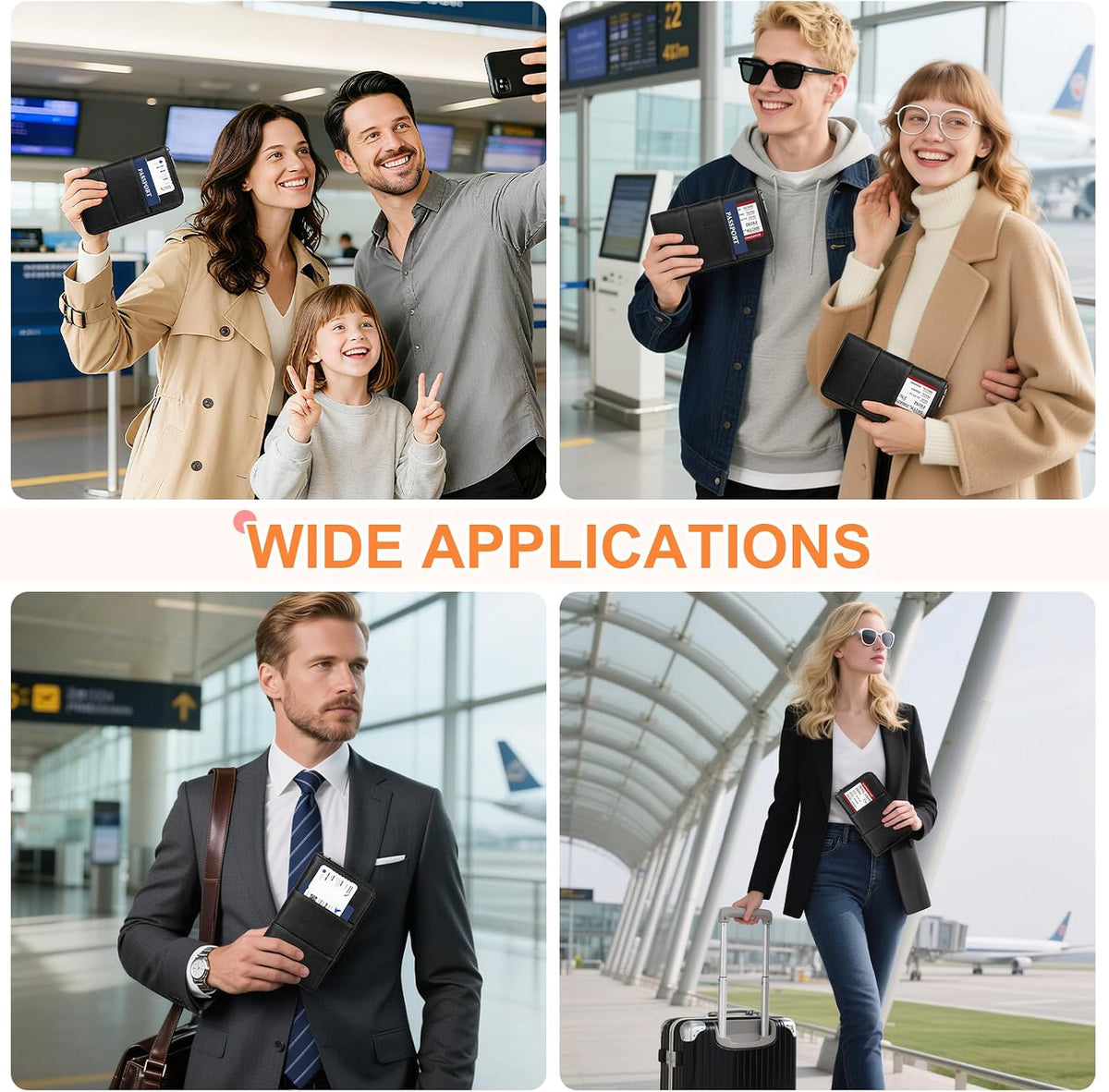 RFID-Blocking Family Passport Wallet – Multi-Document Travel Organizer with Removable Wristlet
