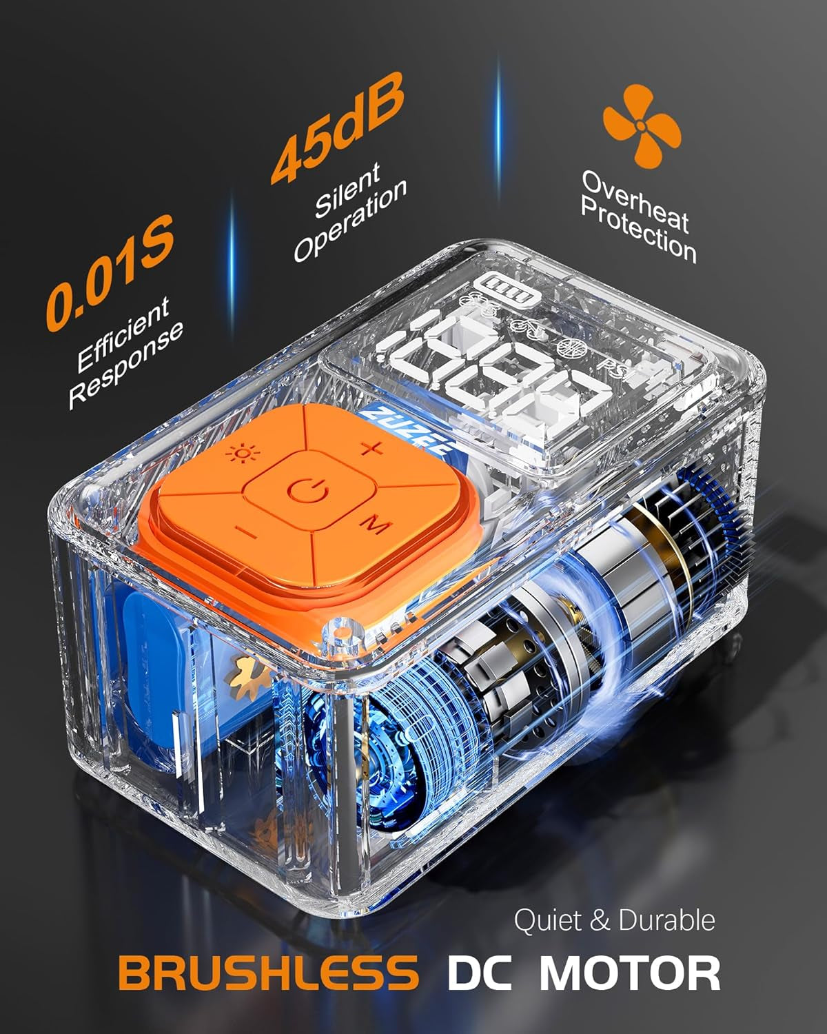 Mini Bike Pump, 150 PSI Portable Bicycle Pump with Gauge, 3X Faster & Auto Stop & Brushless Motor, Electric Bike Tire Pump with Presta and Schrader Valve for Road Bike, MTB, Motorcycle, Ball,Etc