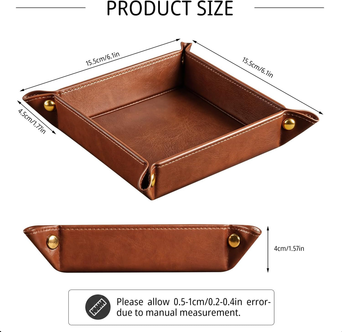 Viral Vault Roman Texture Valet Tray — PU Leather EDC Catchall & Nightstand Organizer