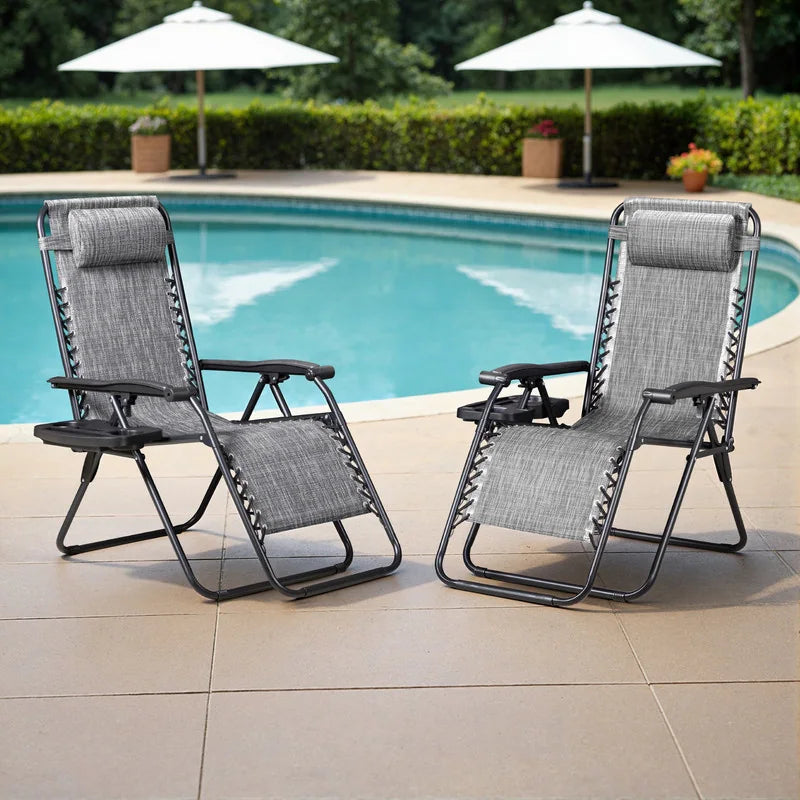 Patio Zero Gravity Chair Lawn Lounge Chair with Pillow Set of 2