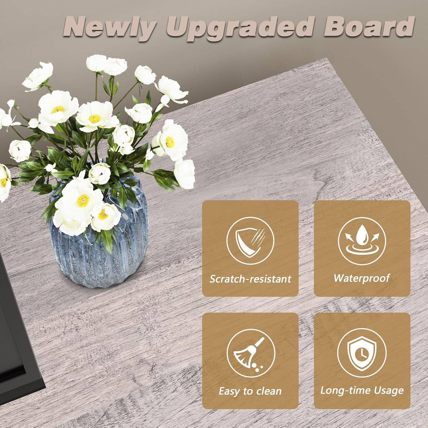 LEMBERI Fireplace TV Stand for up to 65 Inches Tvs, LED Modern Entertainment Center with Built-In Electric Fireplace Heater & Adjustable Glass Shelves, Media Console for Living Room, Grey