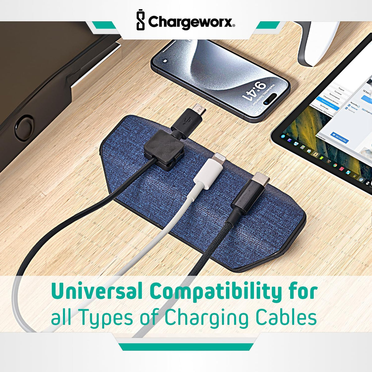 Viral Vault Magnetic Cable Holder — Weighted Base & 3 Magnetic Cable Clips