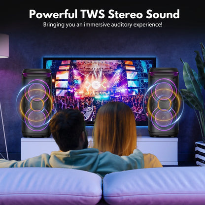 JYX T20 Bluetooth Party Speaker | Portable PA System with Dual 6.5" Subwoofers, RGB Lights & Karaoke