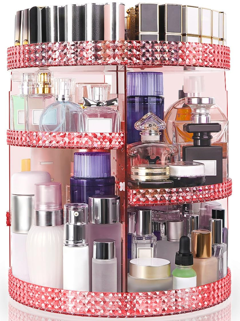 360 Degree Rotating Makeup Organizer, Extra Large Capacity Perfume Organizer, Removable DIY 7 Layers Make up Organizer for Vanity, Cosmetic Display Case Organizador De Maquillaje (Clear)