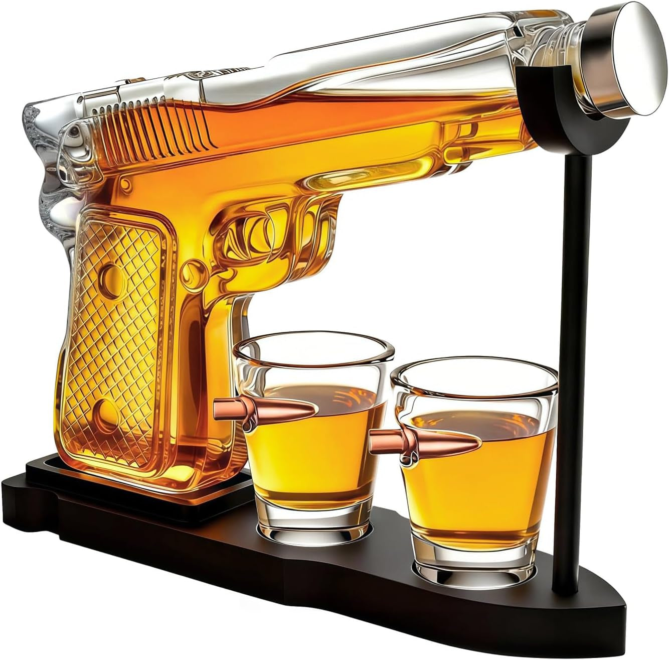 The Wine Savant Whiskey Gun Decanter Set + 2 Bullet Glasses - Birthday Pistol Gifts for Men Who Have Everything, Whiskey Gifts for Men Dad, for Father, Husband, Boyfriend & Military Enthusiasts