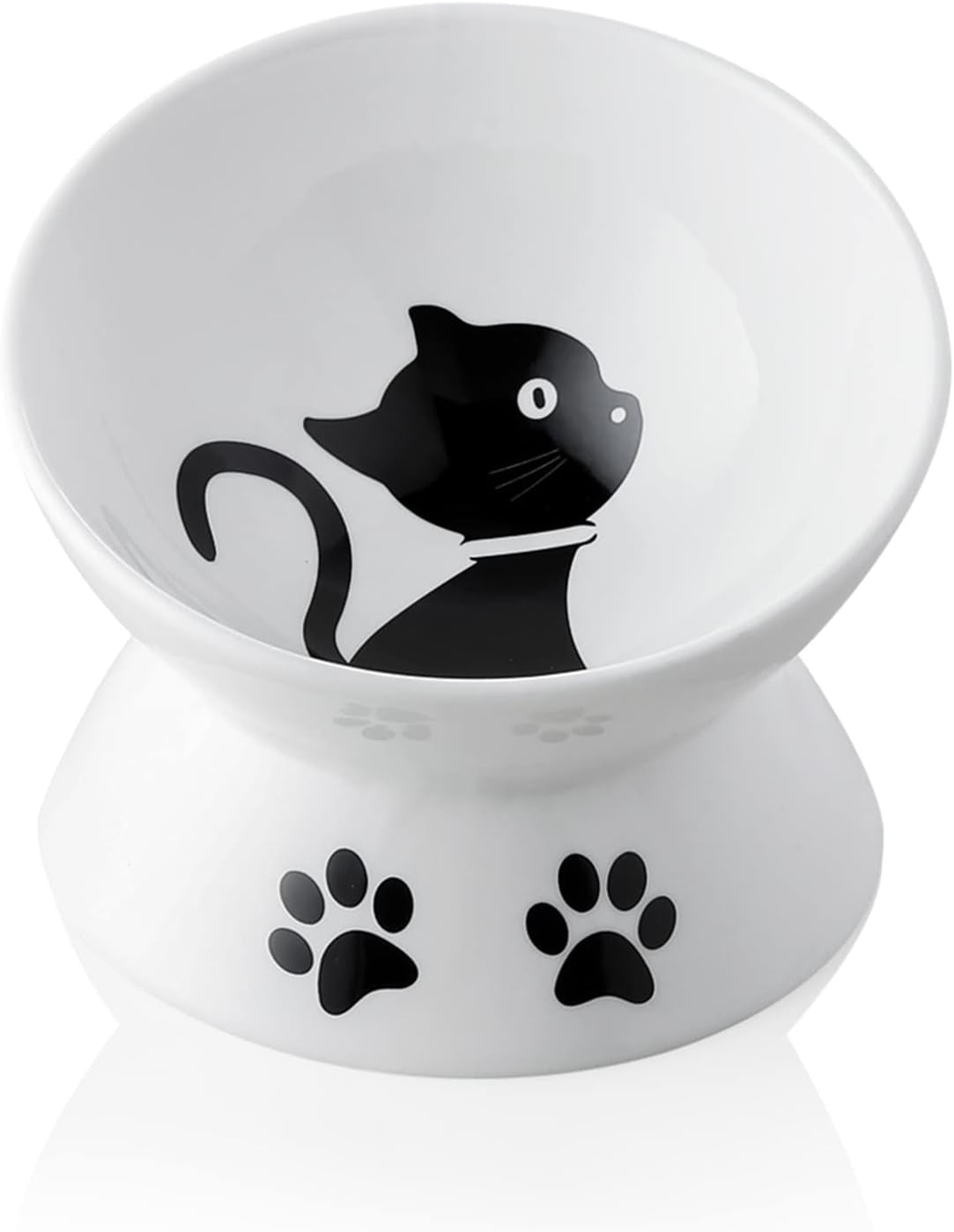 Sweejar Ceramic Raised Cat Bowls, Slanted Cat Dish Food or Water Bowls, Elevated Porcelain Pet Feeder Bowl Protect Cat'S Spine, Stress Free, Backflow Prevention(Grey)