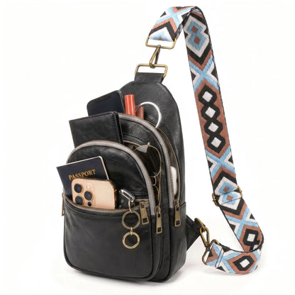 Unisex Brown Crossbody Sling Bag – Water-Resistant PU Leather Travel Bag
