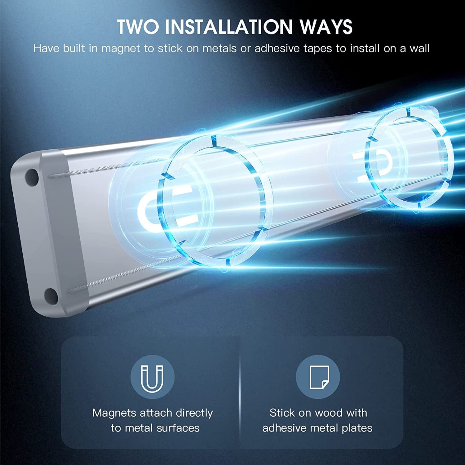 VaultSense™ Motion Sensor Light 2 pack 10inch Under Cabinet Lighting, 2 Pack Rechargeable Motion Sensor Light Indoor, 5 Levels Dimmable Magnetic Closet Lights, Wireless Under Counter Lights for Kitchen, Stairs