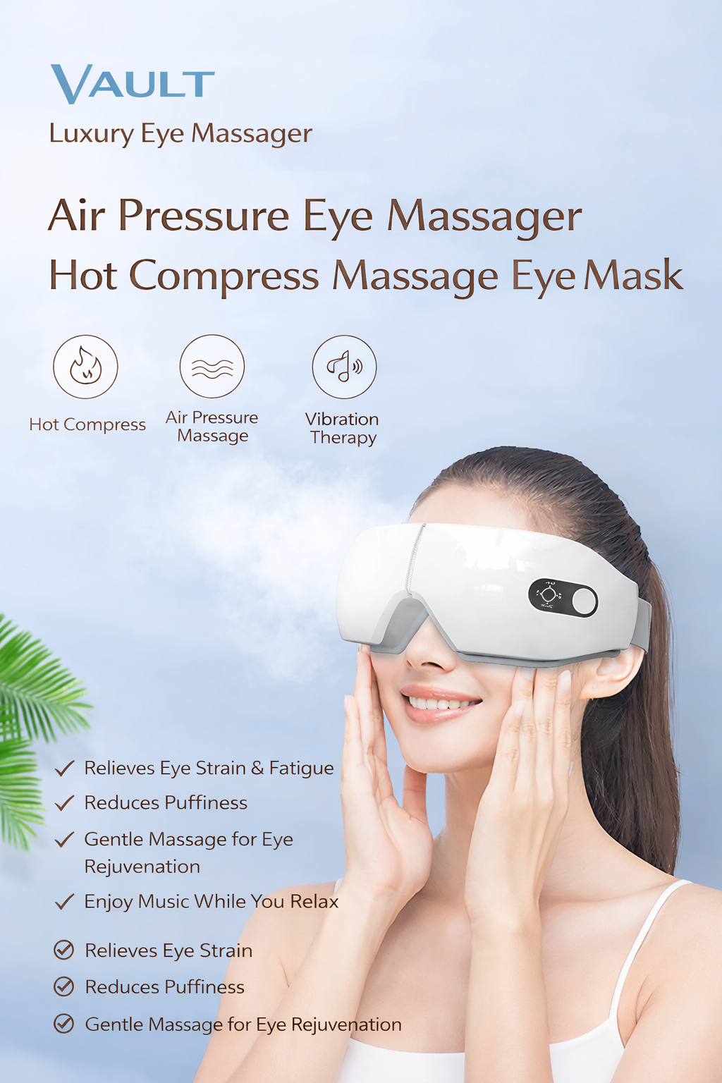 Vault Luxury Eye Massager Air Pressure Eye Massager Hot Compress Massage Eye Mask