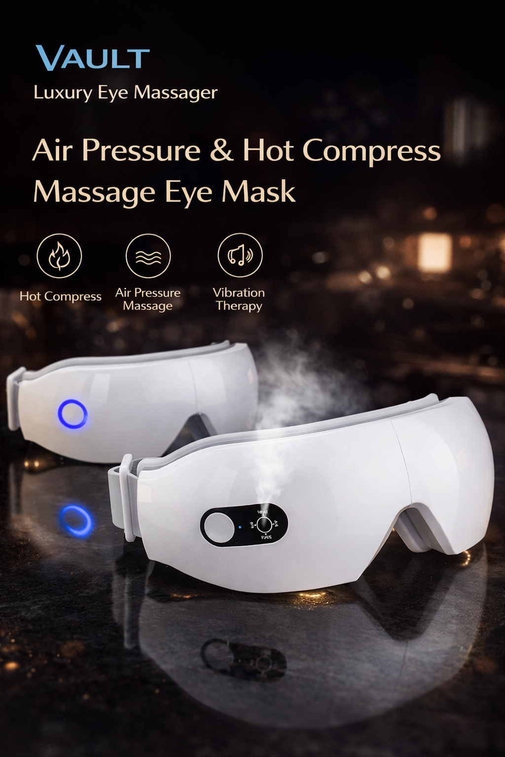 Vault Luxury Eye Massager Air Pressure Eye Massager Hot Compress Massage Eye Mask