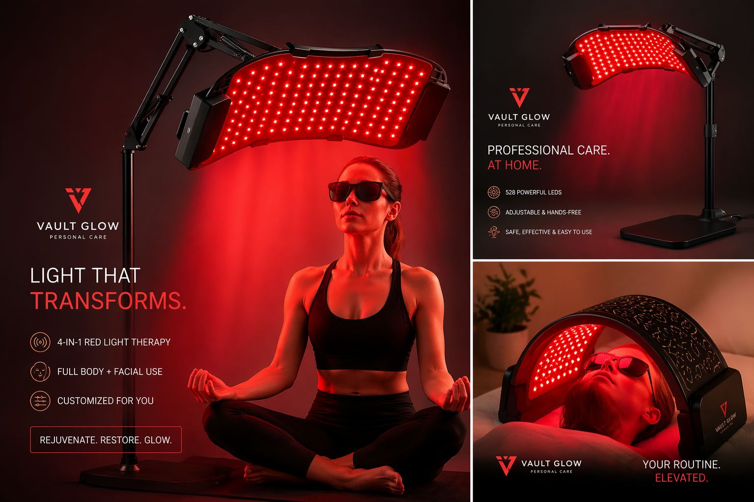 Luxrenew Max Multifunction Red Light Therapy for Body and Face, 850Nm Near-Infrared Light Therapy LED Mask Facial Body Beauty Equipment for Skin Care at Home