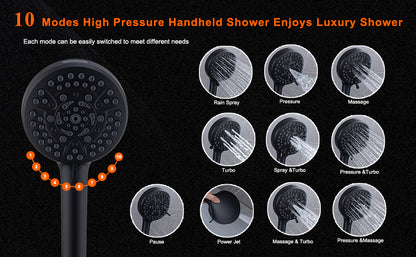 Black Large High Pressure Filtered Shower Head with Handheld, 14" Rain Showerhead and 10 Spray Handheld with Filter, Upgrade Dual Shower for Couples Bathroom Accessories and Hard Water