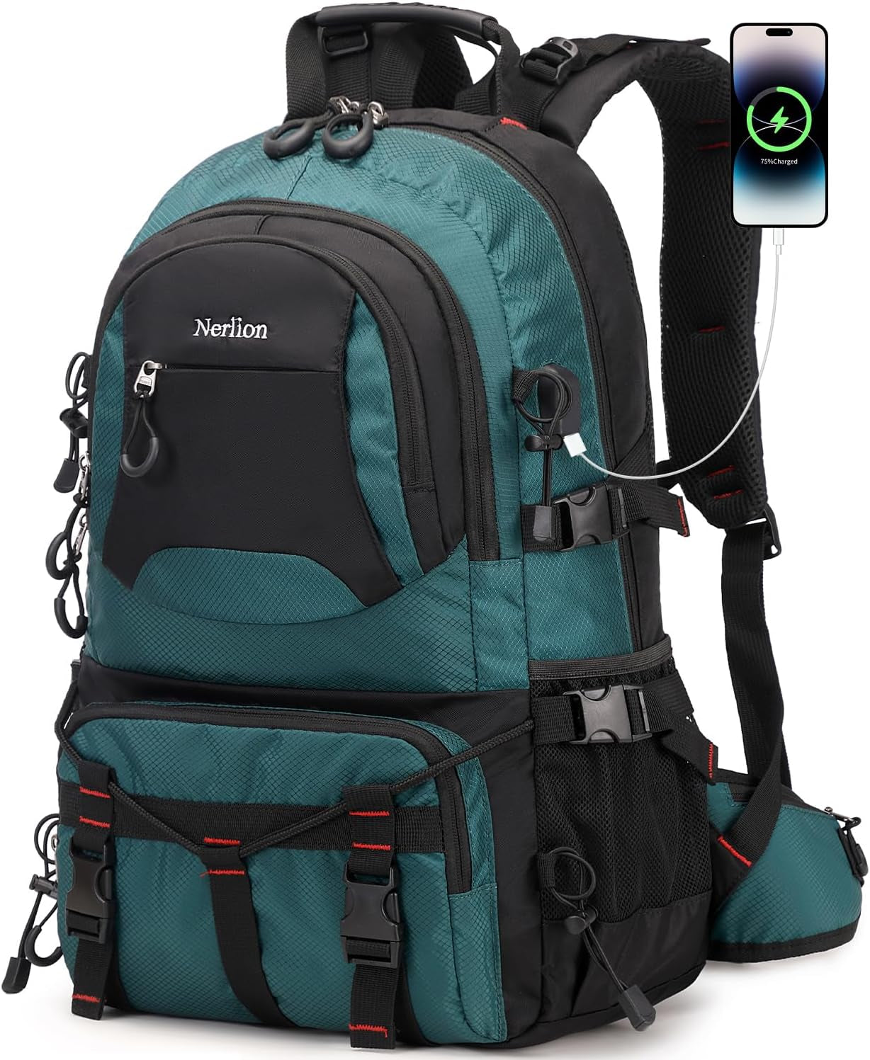 Nerlion 40L Hiking Backpack Travel Backpack for Men Women Camping Waterproof Outdoor Hiking Daypack Lightweight Backpack (Dark Green)