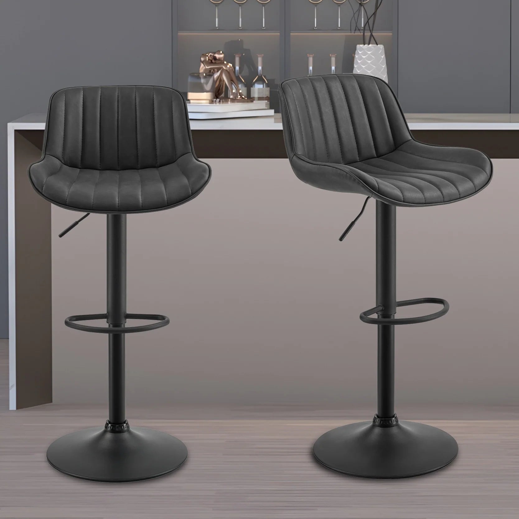 Art Leon Adjustable Swivel Barstool Set – Mid-Century Modern Kitchen & Bar Seating