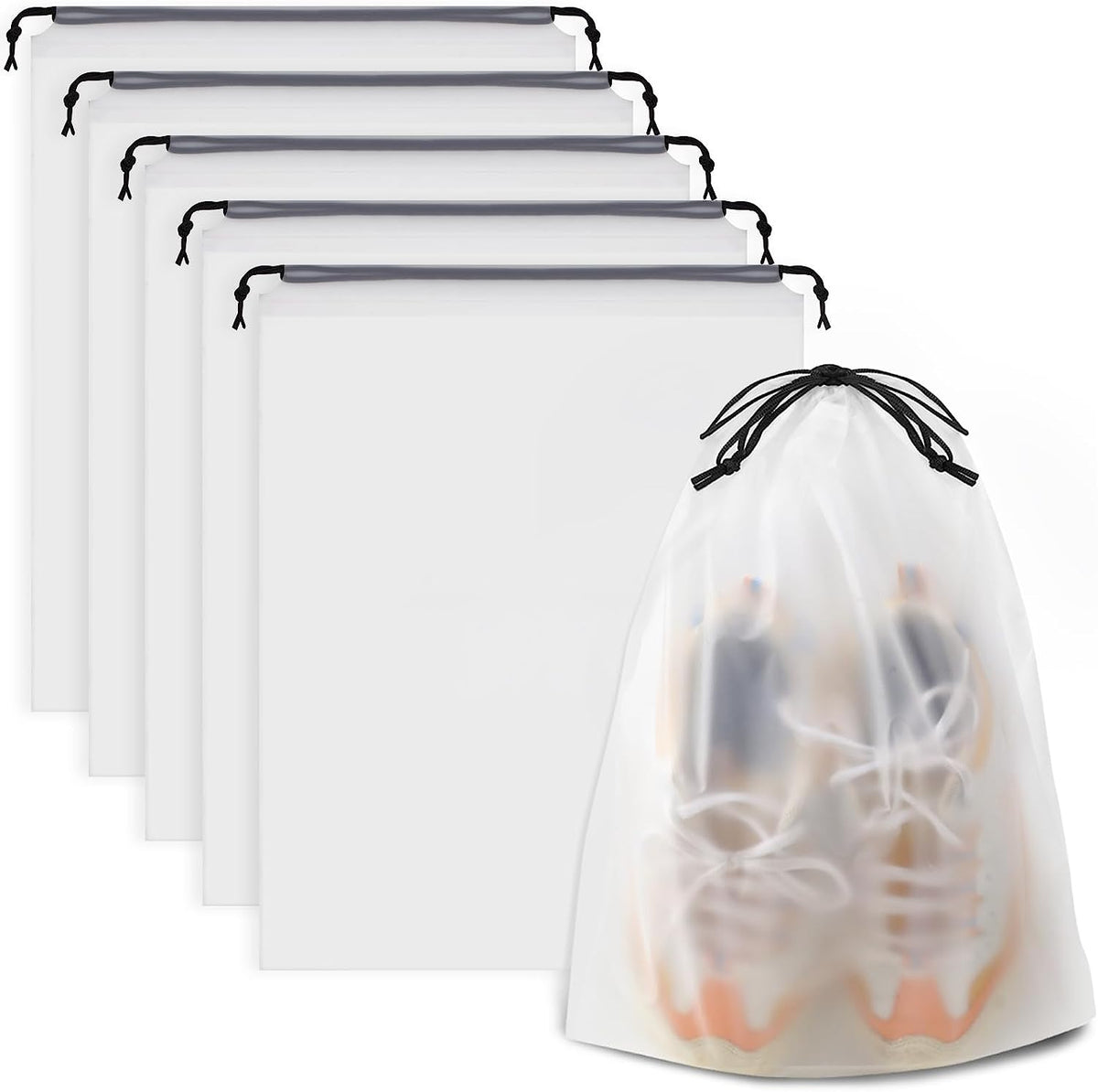10-Pack Travel Shoe Bags with Clear Windows – Breathable Drawstring Shoe Organizer