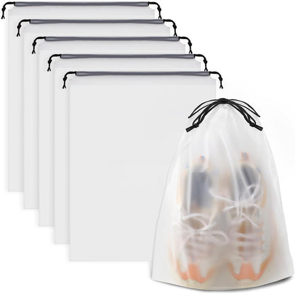 10-Pack Travel Shoe Bags with Clear Windows – Breathable Drawstring Shoe Organizer