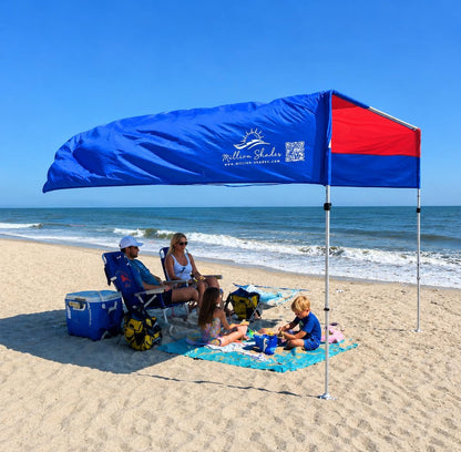 Millionshades® Beach Shade Sail – No Ropes, No Sandbags, Quiet in Wind, 8X8 Ft Wind-Propelled® Beach Shade Canopy, UPF 50+, Cozy for 2-3 People