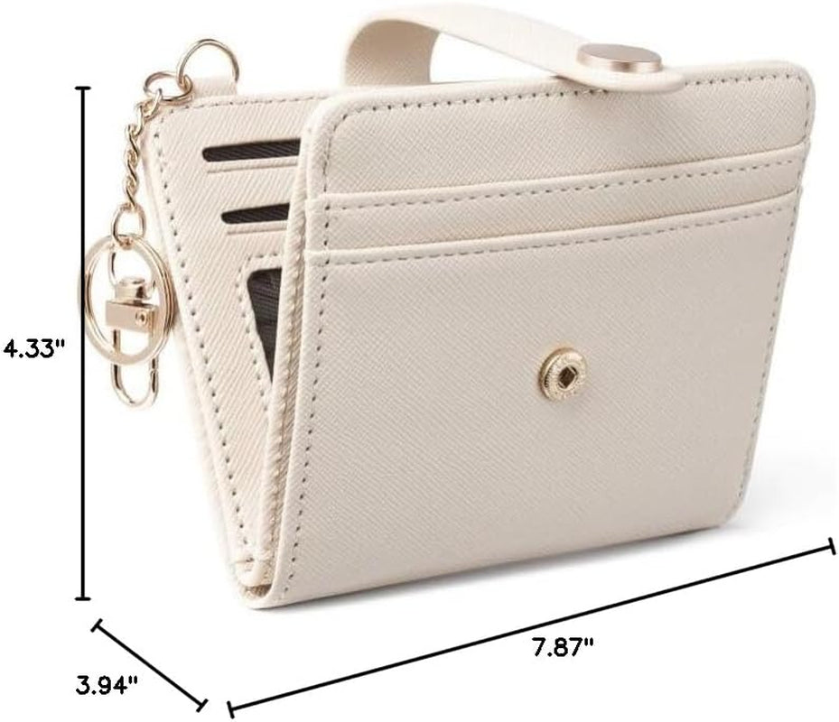 Slim RFID-Blocking Wallet with Zipper Coin Pocket & Keychain