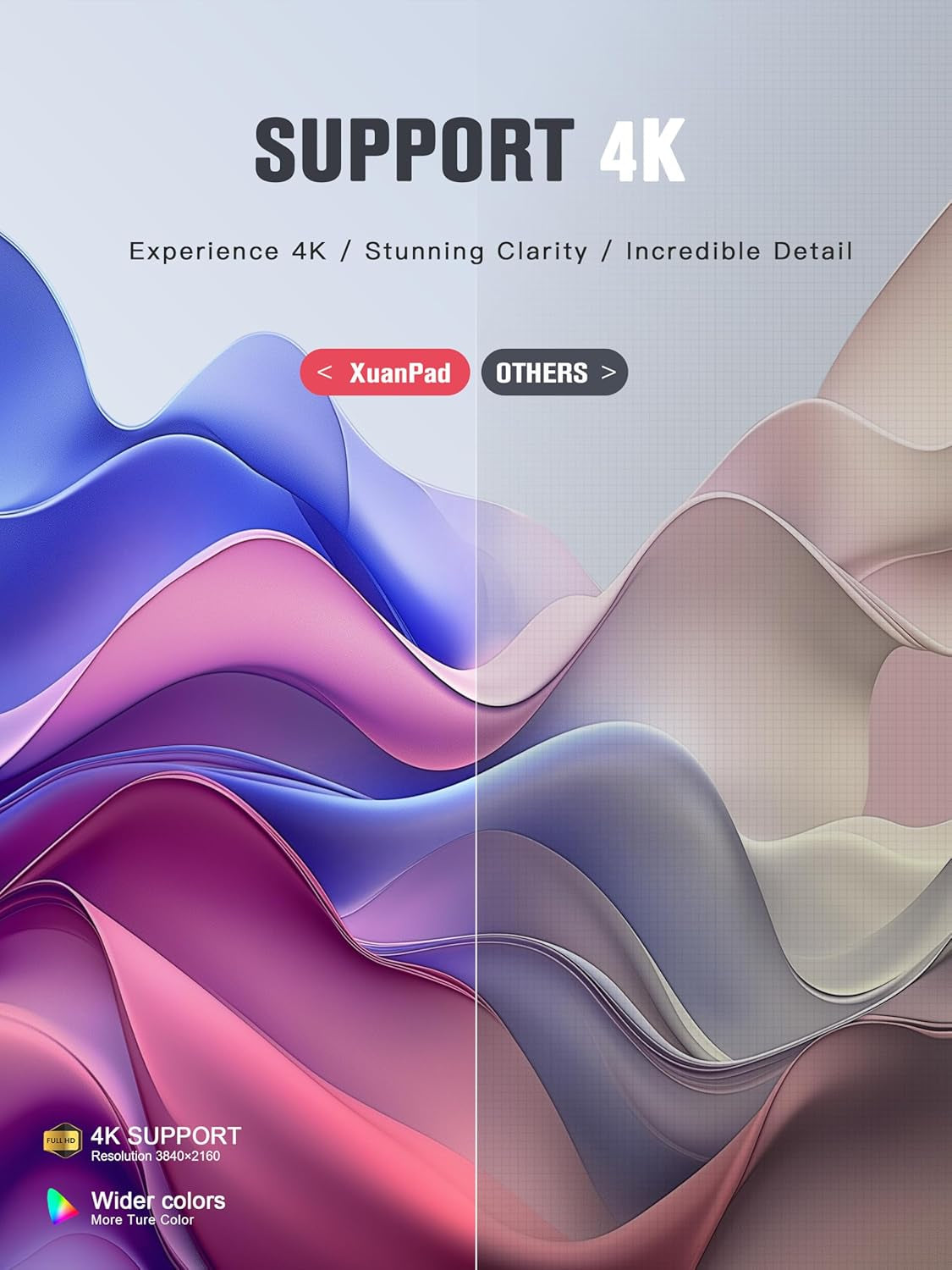 [Compatible with Netflix & TOF Real-Time Focus] Mini Projector with Wifi and Bluetooth, Xuanpad Silver Smart Projector 4K Support, Dolby Audio & Keystone, 210° Rotatable Stand for Home