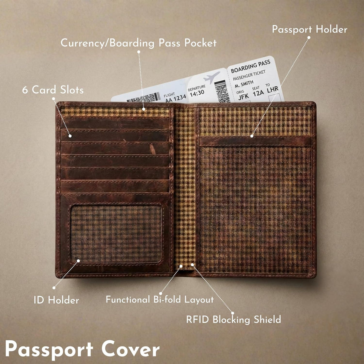  Viral Vault Leather Passport Holder — Genuine Leather, RFID Blocking & Air Tag Holder