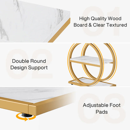 Narrow End Table with 3 Storage Shelves, Wood Side Table for Living Room