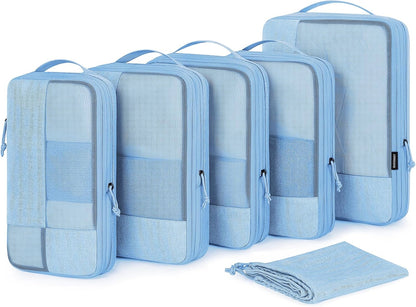 6-Piece Compression Packing Cubes Set – Space-Saving Travel Organizers