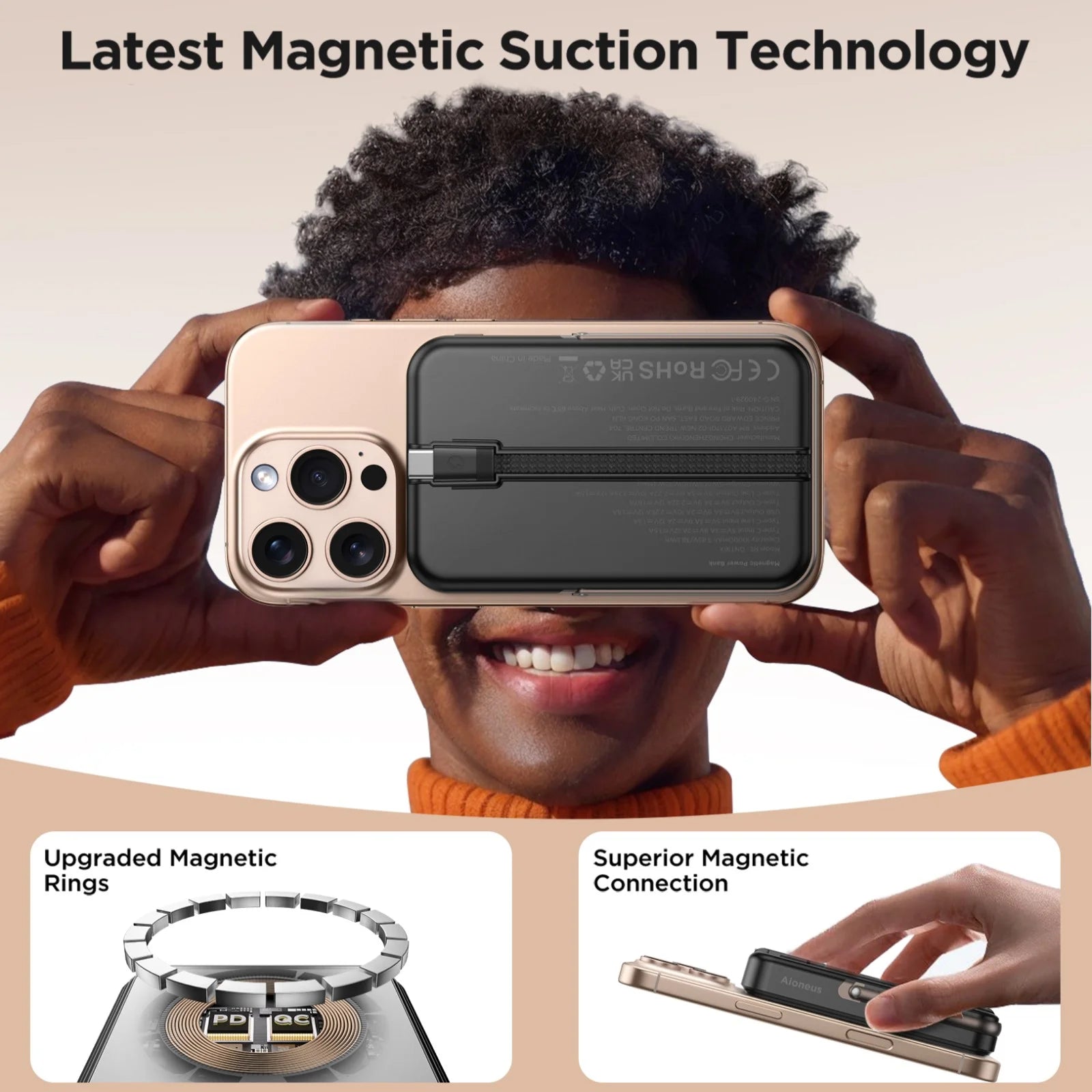 Aioneus Magnetic Power Bank 10K Wireless Portable Charger (20W)