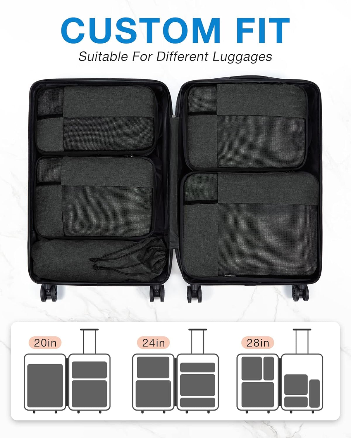 Viral Vault Compression Packing Cubes — 6-Piece Travel Organizer Set
