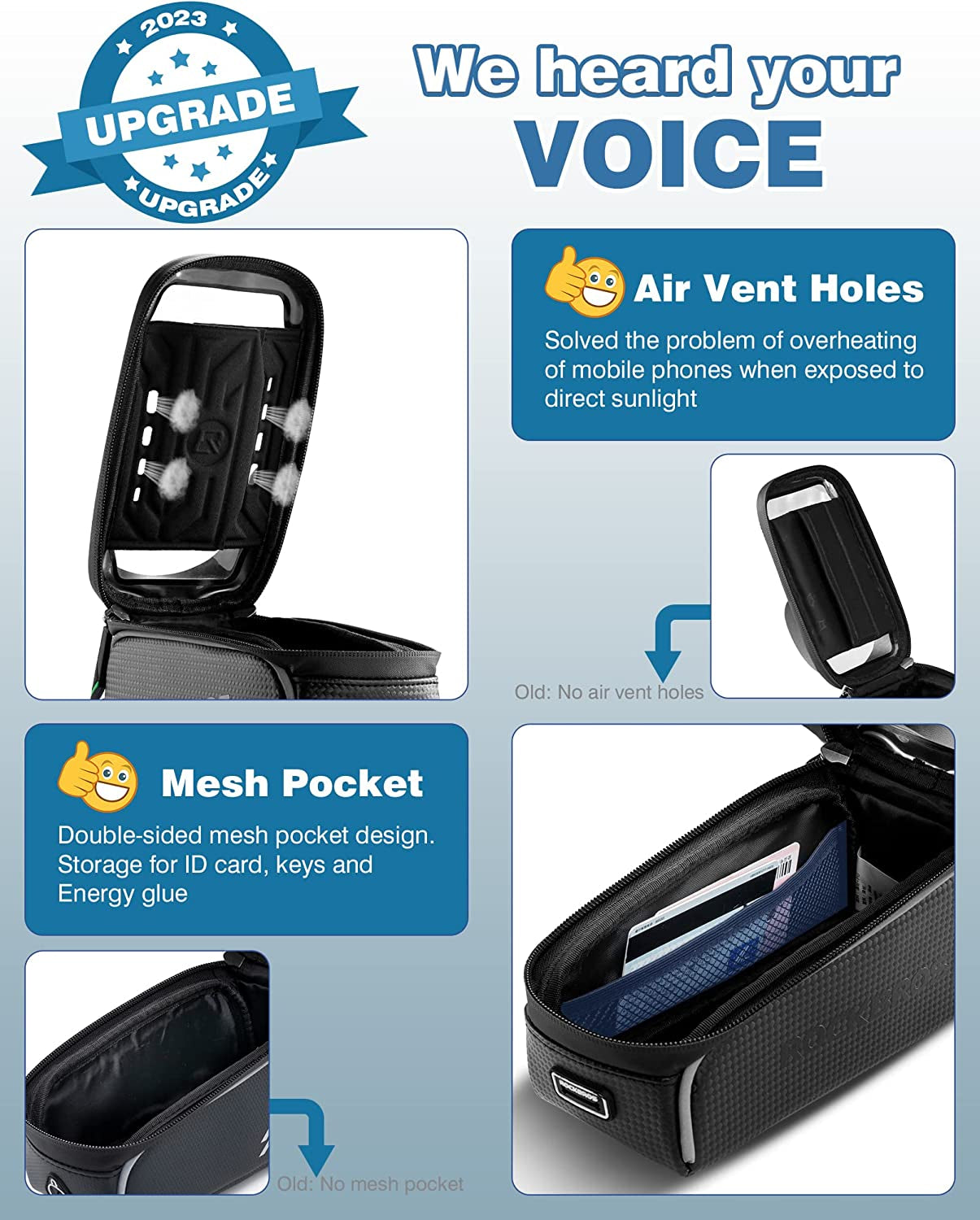 ROCKBROS Bike/Bicycle Phone Front Frame Bag, Waterproof, Tube Bag,Cycling Pouch, Bike Accessories for Men Compatible Phone under 7”