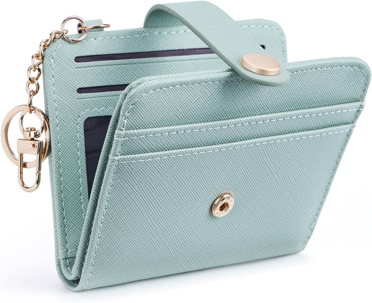 Slim RFID-Blocking Wallet with Zipper Coin Pocket & Keychain