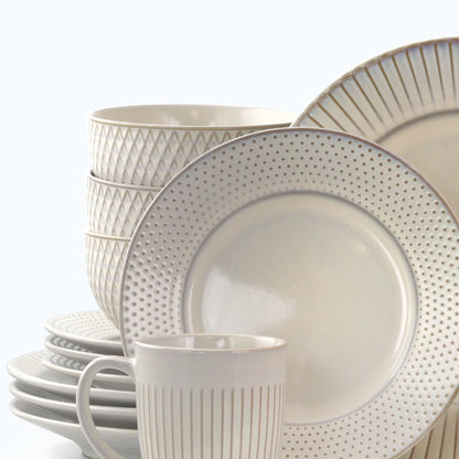 Marketplace Favorites16Pc Dinnerware Set in Embossed White