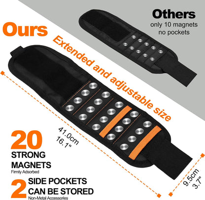Magnetic Wristband for Tools (4-Pack) - Premium Tool Belt for Men, Heavy-Duty 20-Magnet Holds Screws DIY & Construction, Gift for Men, Cool Gadgets for Husband, Grandpa, Handyman